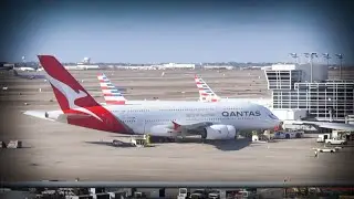 Qantas Airbus a380-800 at Dallas Fort Worth (DFW) Qantas Airlines