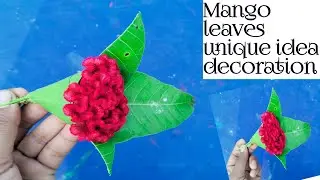 Mango leaves and red valvet flower decoration for laxmi pooja