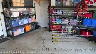 Hanging out while I clean up a bit in the garage