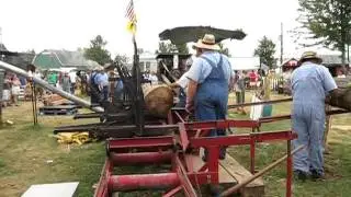 Indiana State Fair sawing logs