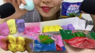 한국어ASMR 동결건조 지구젤리 세가지맛, 아쉬운 핍스 마시멜로우 먹고 구워먹어보아요🌍🐣