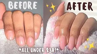 DIY POLYGEL NAILS (W/ Tips) IN 20 MINUTES! | SUPER SIMPLE NATURAL PINK NAILS @ HOME