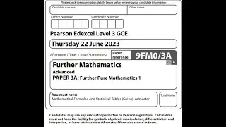Pearson Edexcel Further Pure 1 2023 A level further maths