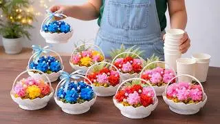 Everyone Loves This! Super Easy Flower Basket Made from Paper Cups 🌸✨