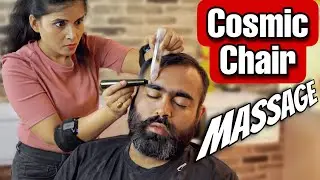 COSMIC LADY CHAIR MASSAGE 💈Cosmic Head Massage With Neck Stretching & Crack💈Cool Crystal Touch