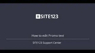 SITE123 - How to edit Promo text