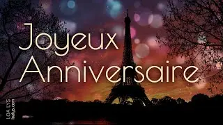 Jolie carte virtuelle d'anniversaire festive - Paris