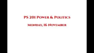 PS 201 Monday 16 November