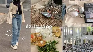 daily vlog🧸🍨 : productive time! , uni life , living alone , cute outfit , simple makeup⭐️