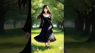 Девушка гуляет в красивом зеленом лесу.