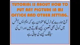 How to put a Picture in MS Office !!!!