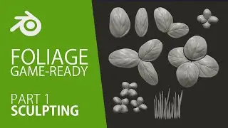 [PART 1] 🌿3d Game Low Poly Grass - Sculpting Plants in Blender | 3d Game Foliage | Low Poly Game Art