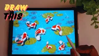 Easy Drawing Tutorial For Beginners| Koi Fish Pond Drawing Tutorial | Procreate Easy Drawing