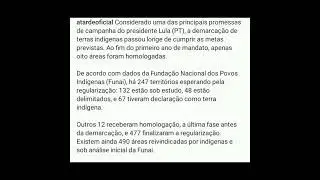 Lula demarcou apenas 8 territórios indígenas em 2023 diz funai
