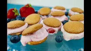 Red, White and Blueberry FroYo Sandwich Bites