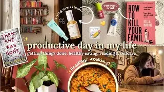 Productive Day Vlog 📝 Girl talk? ❤️‍🩹 Skincare & supplements 🫧 book haul, healthy cooking 🥦
