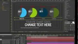Infographics After Effects Template- Four Pie Charts tutorial