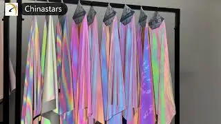 Chinastars iridescent rainbow reflective fabric for fashion clothing design