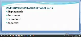 Environments in latex|displaymath|document|enumerate|eqnarray in LATEX |part2