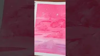 quick & easy pink clouds acrylic pauntung for beginners #art #acrylicpainting #painting