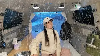 -4ºC ❄One night in the car in the winter rain
