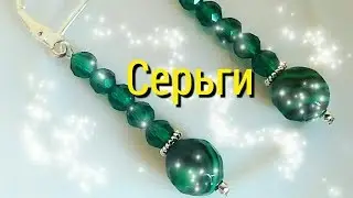 Review of the finished jewelry Earrings made of malachite