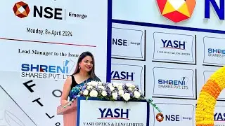 Best corporate anchor Mayuri Malandkar hosting a listing ceremony of Yash Optics and Ltd. at NSE