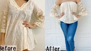 Como hacer un off shoulder top | de vestido a top |Katirya Rodriguez