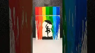 melting rain art with crayons ballerina version 🩰🖍️ #crayons  #diy #artwork #shorts #handmade