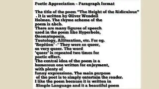 the height of the ridiculous appreciation class 10