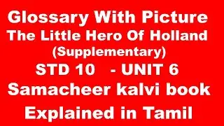 The Little Hero Of Holland (Glossary With Pictures) supple -Class 10-Unit 6 - Samacheer Kalvi Book