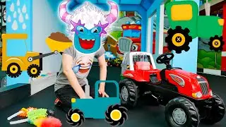 ТРАКТОР и ЭКСКАВАТОР Машины-помощники | ТроЛЛикс Учимся и Играем. Развивающие мультики для детей