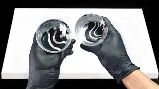 Acrylic pouring abstract art technique tutorial for beginners using black and white / Fluid art