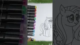 Menggabar dan mewarnai karakter kartun Little Pony, Fluttershy part 1 #shorts