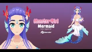 Monster Girl Mermaid Rigged for Blender