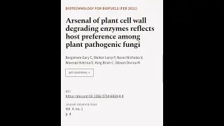 Arsenal of plant cell wall degrading enzymes reflects host preference among plant pat... | RTCL.TV