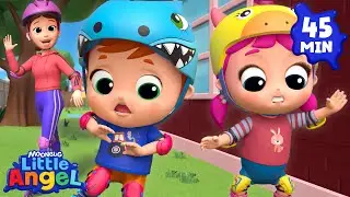 Roller Blading Lessons with Mom 🛼 | Little Angel and Cocomelon Nursery Rhymes