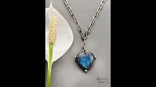 Blue Fire Labradorite Heart Statement Necklace