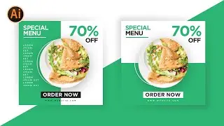 Social Media Banner Design For Food Menu | Adobe Illustrator Tutorial