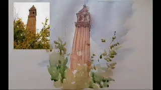 Как нарисовать городской пейзаж .Гранатовое дерево.