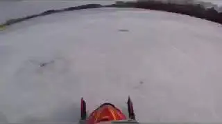 120 mph snowmobile crash. Helmet cam footage.