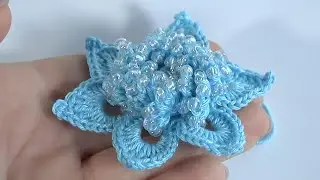 Красиво и Уникально!!! Нежный Цветок крючком с бисером/Можно украсить любое изделие