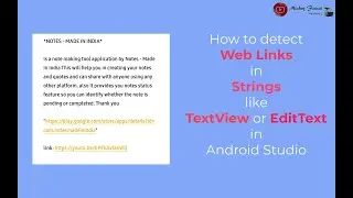 How to detect web links in Strings like Text View or Edit Text in Android Studio