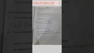 Class 8 maths mid term exam question paper solution 