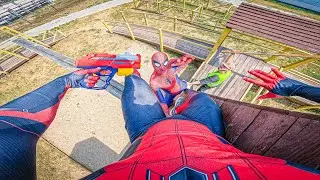 SPIDER-MAN TWINS WON'T STOP ANNOYING THE SECURITY GUY! (REAL LIFE CHAOS) 