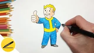 How to Draw Vault Boy step by step - Easy Drawing for beginners - Game Characters