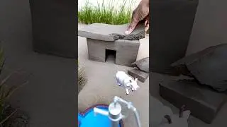 Small Cow And Mud Clay House Project 