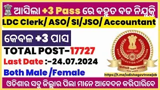 ଆସିଲା CGLE DEO/LDC/ASO JOBରେ ବଡ ନିଯୁକ୍ତି | Govt Jobs | SSC CGLE Recruitment 2024 | +3 Pass JOBS