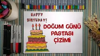 Doğum Günü Pastası Çizimi | Çizme ve Boyama | Çocuklar İçin Resim Çizme