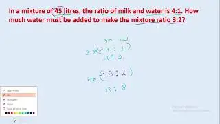 In a mixture of 45 litres, the ratio of milk and water is 4:1. How much water must be added | edu214